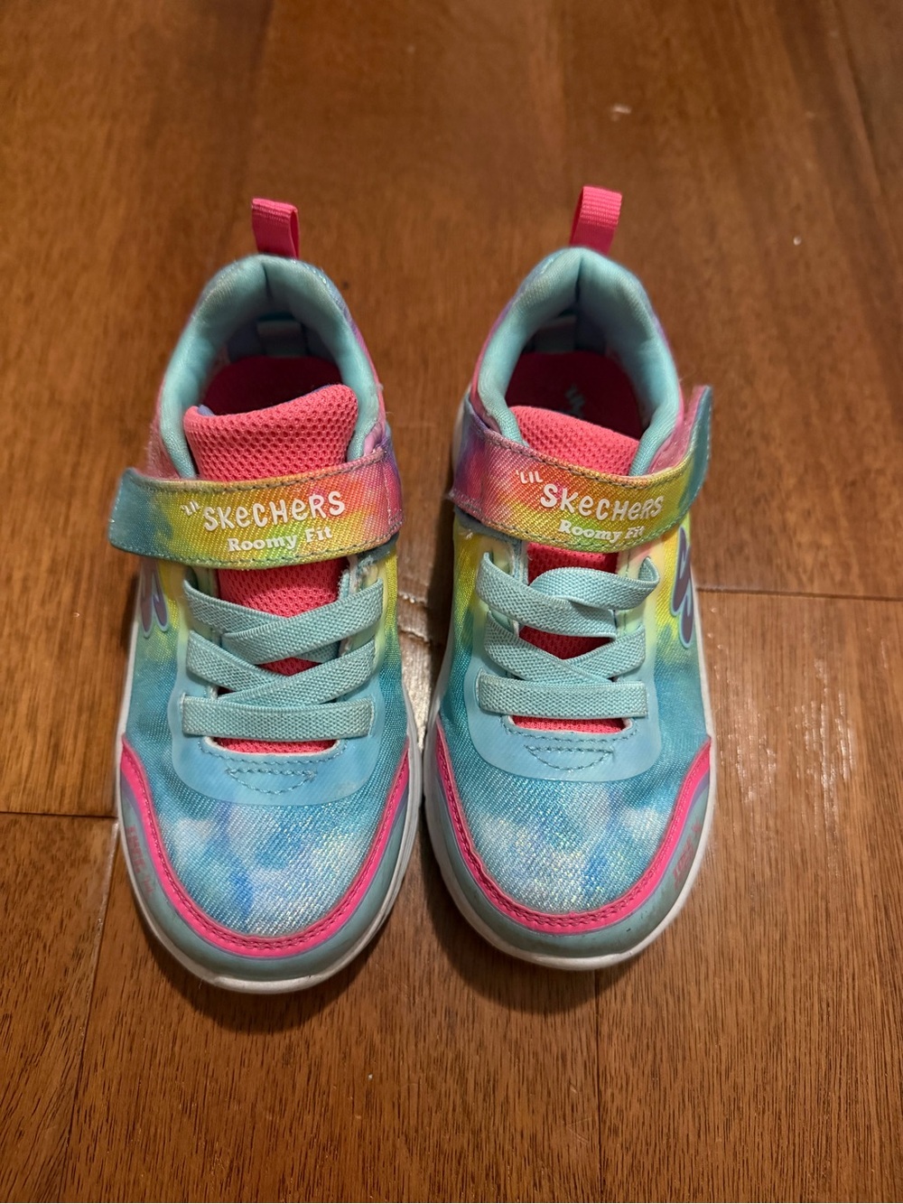 Skechers Kids Roomy Fit Tie-Dye Sneakers in Pink & Aqua